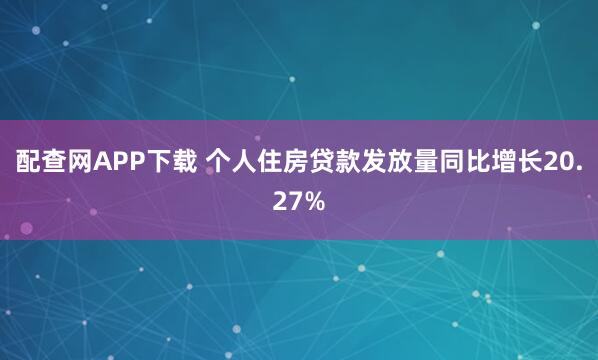 配查网APP下载 个人住房贷款发放量同比增长20.27%